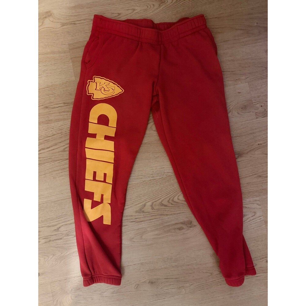 NFL Brand Sports Fan Football Kansas City Chiefs Red Sweatpants Cotton Blend Med